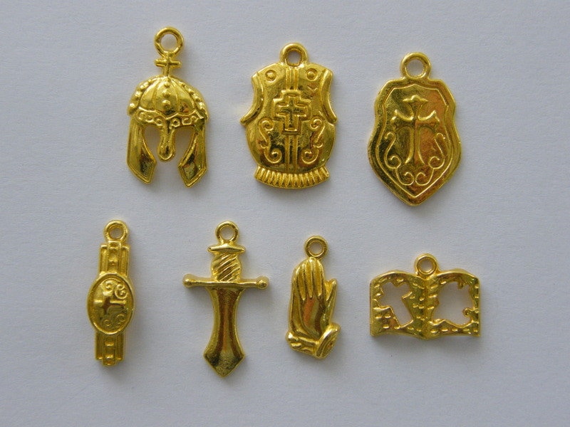 The Armor of God Collection - 7 gold tone charms - SALE 50% OFF