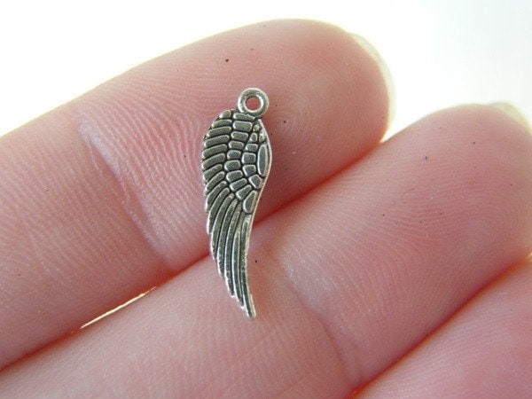 BULK 50 Angel wing  charms antique silver tone AW20 - SALE 50% OFF