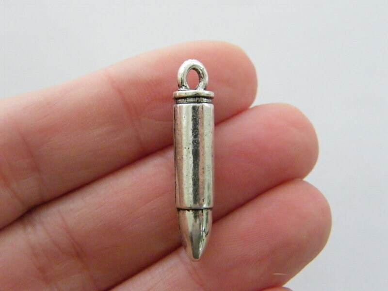 2 Bullet pendants antique silver tone G109