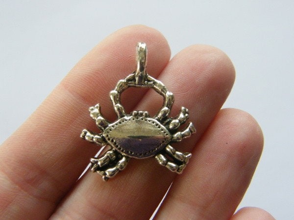 4 Crab charms antique silver tone FF102