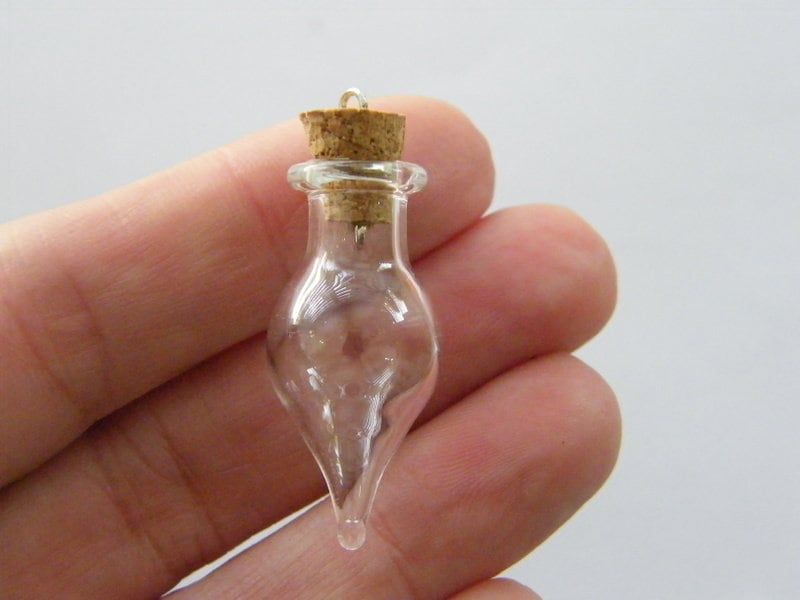 10 Mini glass bottles with corks and screw GBT