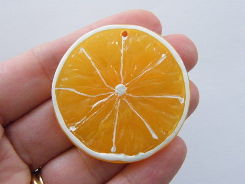 BULK 10 Orange  slice pendants charms resin FD169