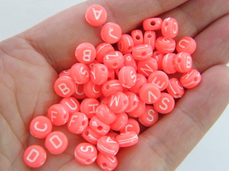 500 Acrylic round watermelon alphabet letter RANDOM beads