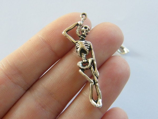 BULK 30 Hanging skeleton pendants tibetan silver HC120