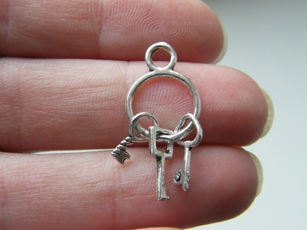 BULK 50 Key ring charms antique silver tone K11