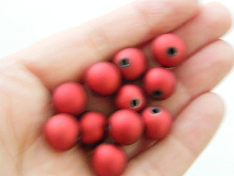 50  Red 12mm beads B39 - SALE 50% OFF