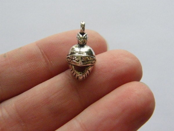 8 Medieval helmet charms antique silver tone SW35