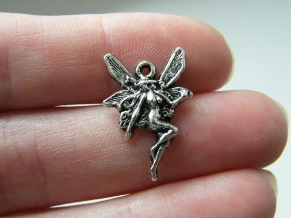 10 Fairy charms antique silver tone FB14