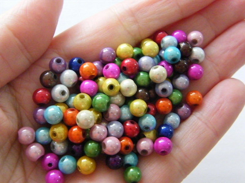 50 Random mixed 6mm miracle beads AB46