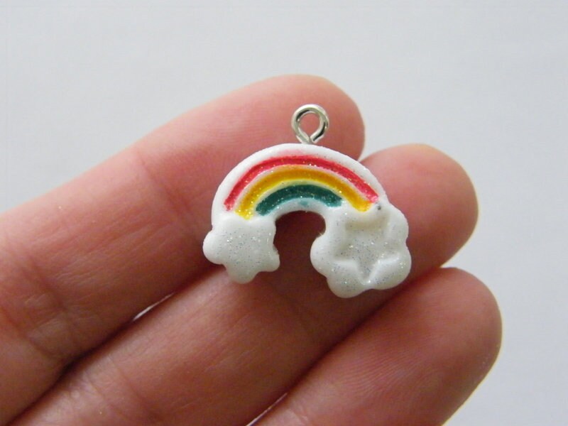 6 Rainbow  cloud charms pendants resin S206