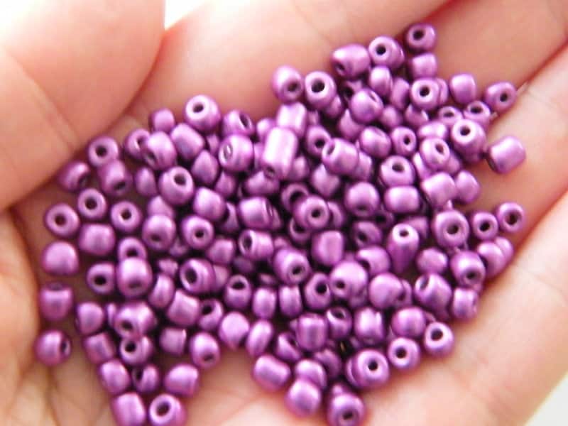 400 Dark orchid purple glass matt seed beads SB31