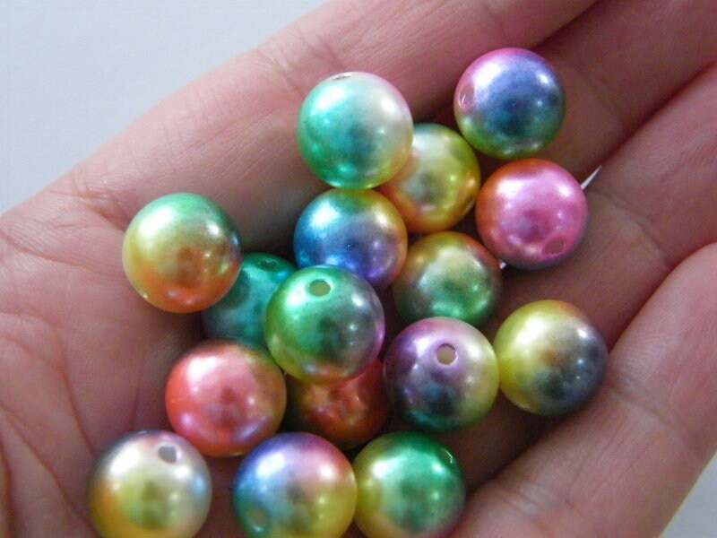30 Mixed colours gradient mermaid 12mm acrylic beads BB441  - SALE 50% OFF