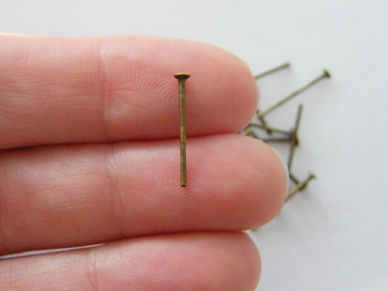 200 Head pins 16mm antique bronze tone FS300