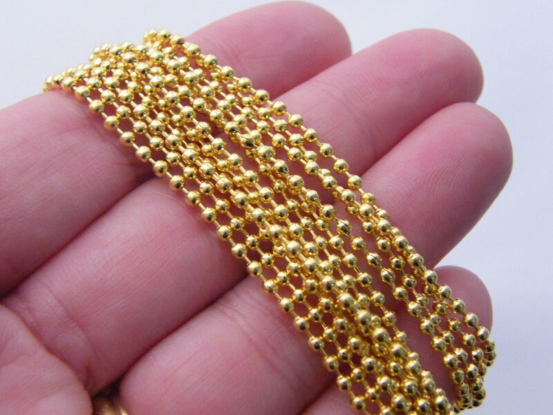2 Necklace  ball chain 80cm gold tone  FS298
