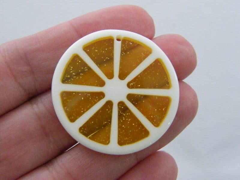 8 Lemon slice pendants charms resin  FD424