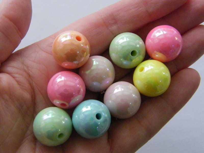 20 Random AB coloured beads 18mm acrylic BB438  - SALE 50% OFF
