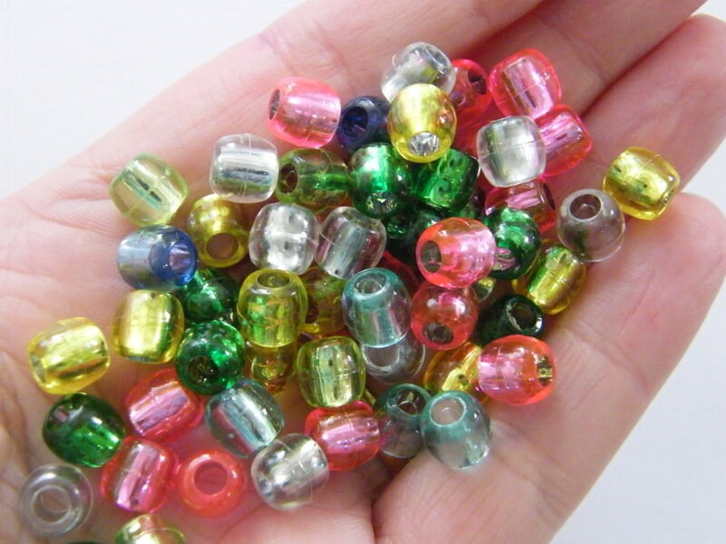 100 Barrel beads random mixed  acrylic BB581 - SALE 50% OFF