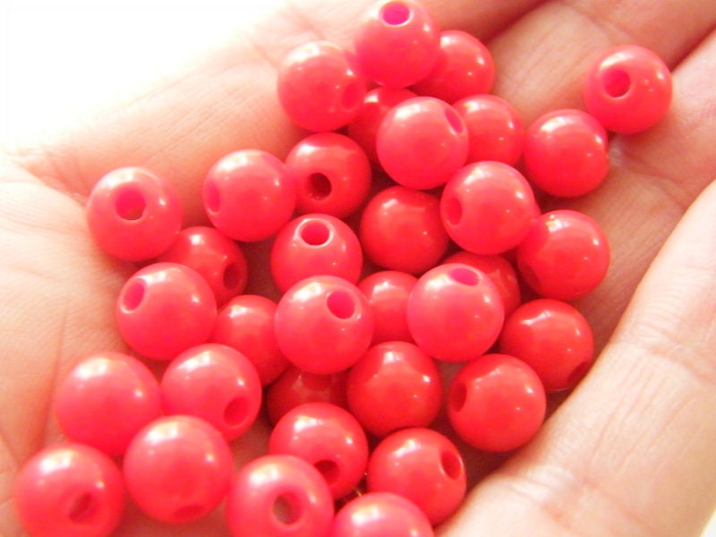 100 Red 8mm acrylic beads AB63 - SALE 50% OFF