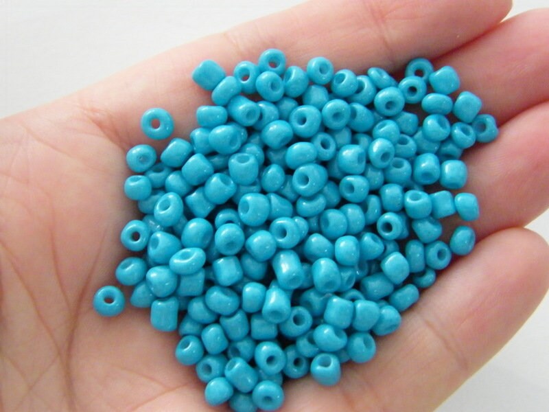 400  Dark turquoise blue glass seed beads SB10 - SALE 50% OFF