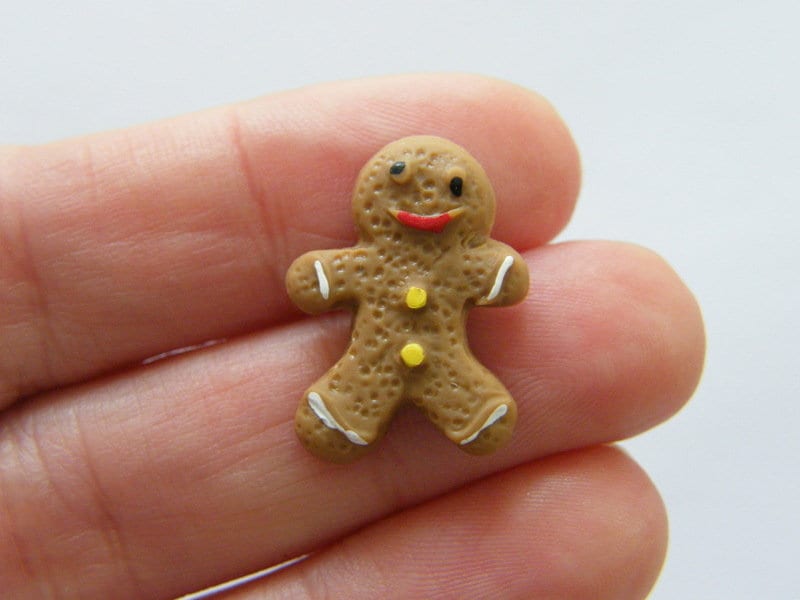 8 Gingerbread man embellishment cabochons resin FD475