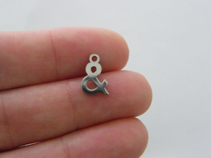 2 & and symbol charms silver tone stainless steel P341