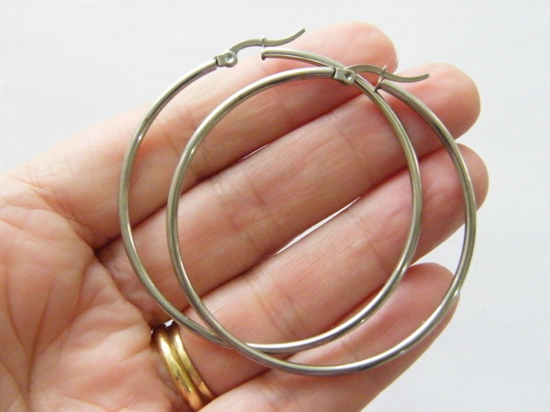 4 Large Stainless steel earring hoops FS 02CP