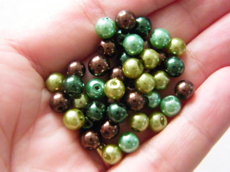 120 Forest fun beads mixed random 6mm glass AB145