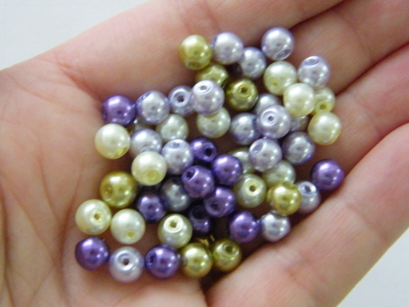 120 Lilly beads mixed beads 6mm glass AB159  - SALE 50% OFF