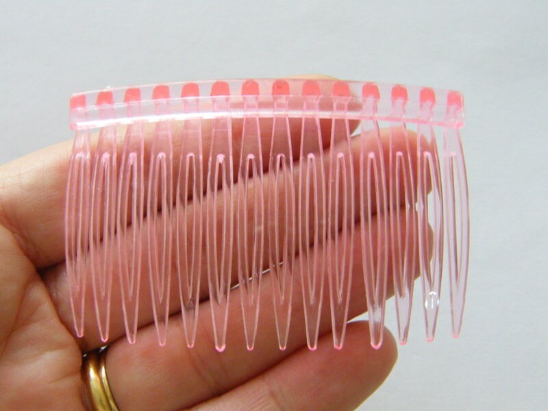 20 Hair comb slides pink 46 x 70mm plastic