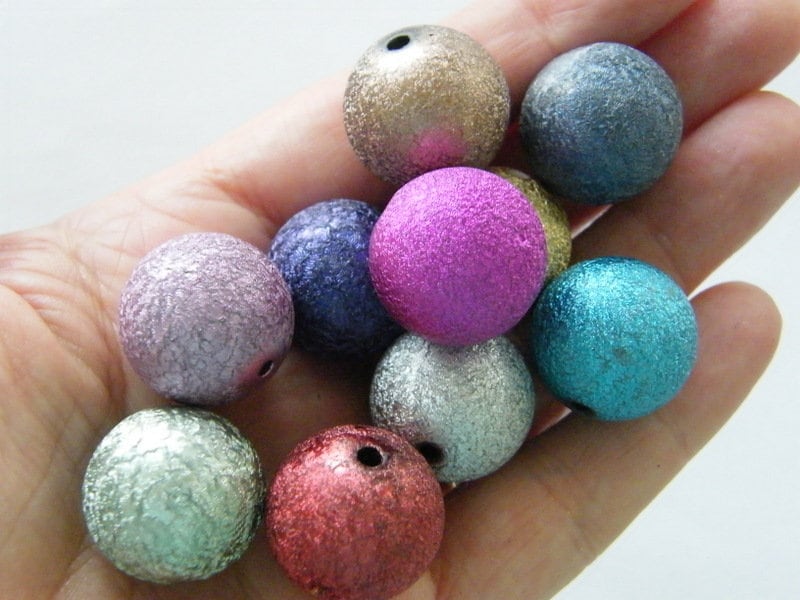 10 Moon dust beads assorted mixed 20mm acrylic AB603  - SALE 50% OFF