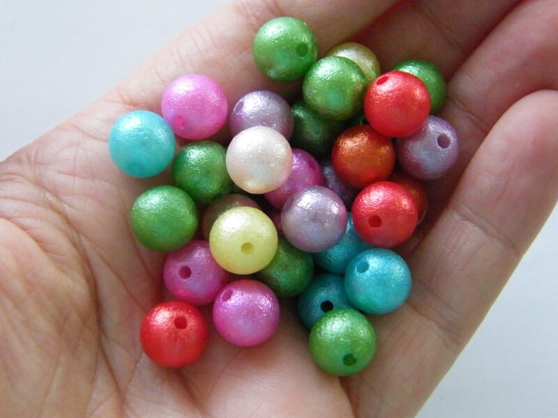 40 Pearlized beads random mixed 10mm acrylic BB454 - SALE 50% OFF