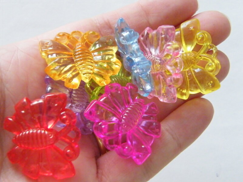 20 Butterfly pendants random mixed transparent acrylic A561   - SALE 50% OFF