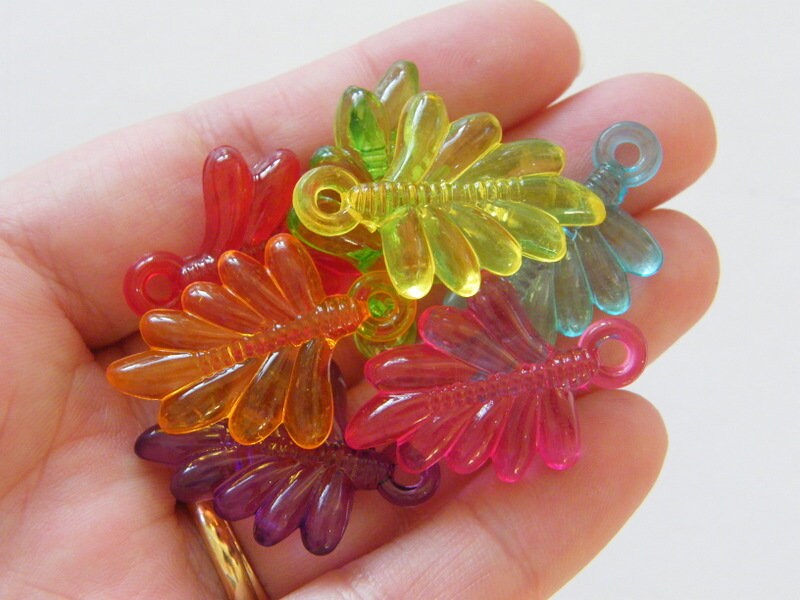 20 Leaf pendants random mixed transparent acrylic L85  - SALE 50% OFF