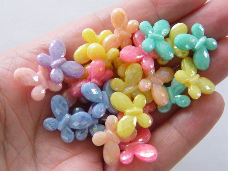 50 Butterfly beads random mixed AB acrylic BB591  - SALE 50% OFF