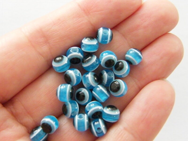 100 Evil eye beads blue 6mm I33 - SALE 50% OFF