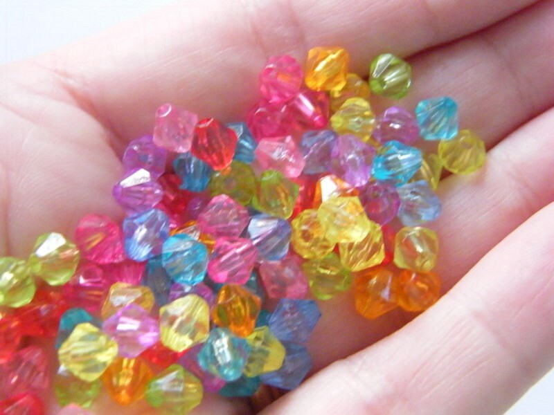 140 Faceted bicone beads random mixed 6mm acrylic AB36