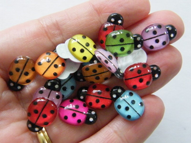 20 Ladybug embellishment cabochons resin A867