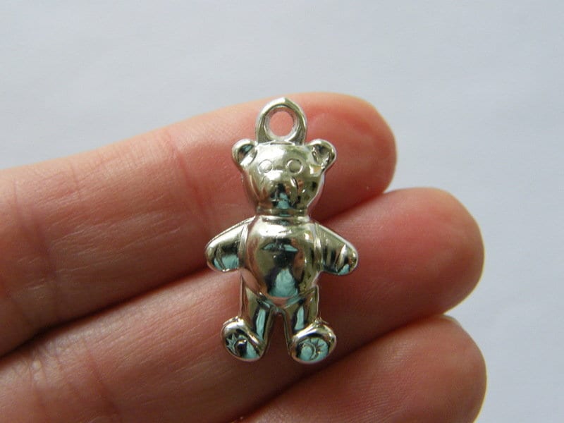 10 Teddy bear pendants CCB plastic P415