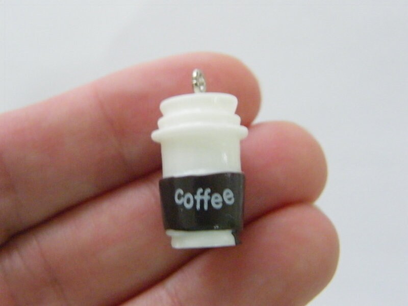 2 Coffee cup take out charms resin FD468