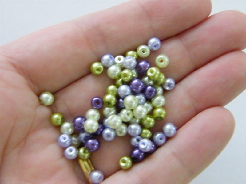 140 Lilly beads mixed 4mm glass AB160  - SALE 50% OFF