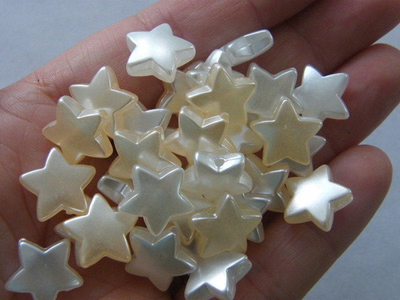 50 Star beads silvery golden random pearl acrylic BB475