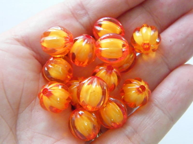 30 Pumpkin beads orange 12mm acrylic HB20  - SALE 50% OFF