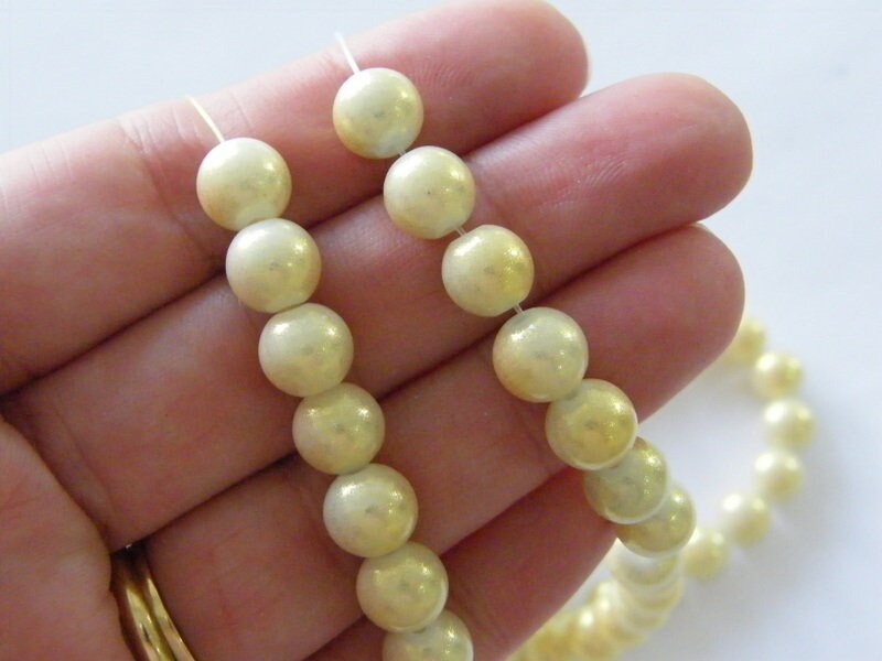95 Gold and yellow glitter beads glass B186  - SALE 50% OFF
