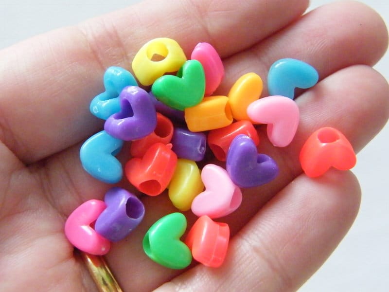 120 Heart beads random mixed plastic BB420 - SALE 50% OFF