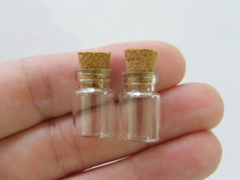 BULK 50 Mini glass bottles with corks 22 x 10mm GB82