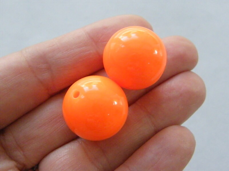 10 Orange 20mm bubblegum bead acrylic AB672