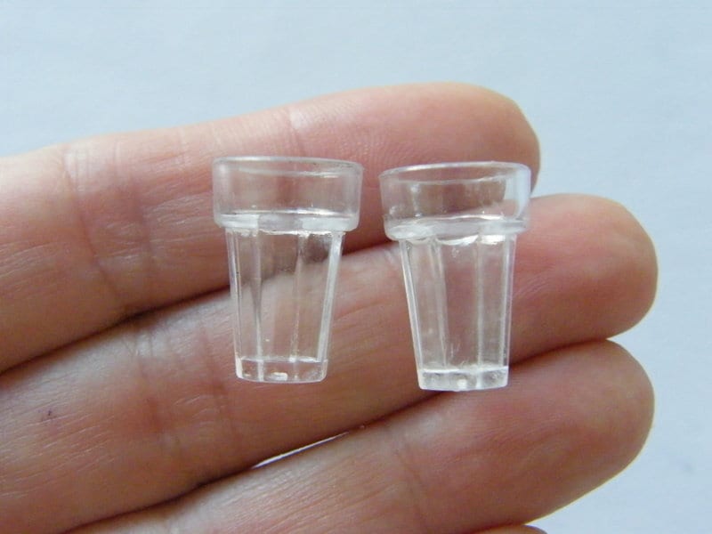 4 Plastic clear glasses cups dollhouse miniature plastic FD511