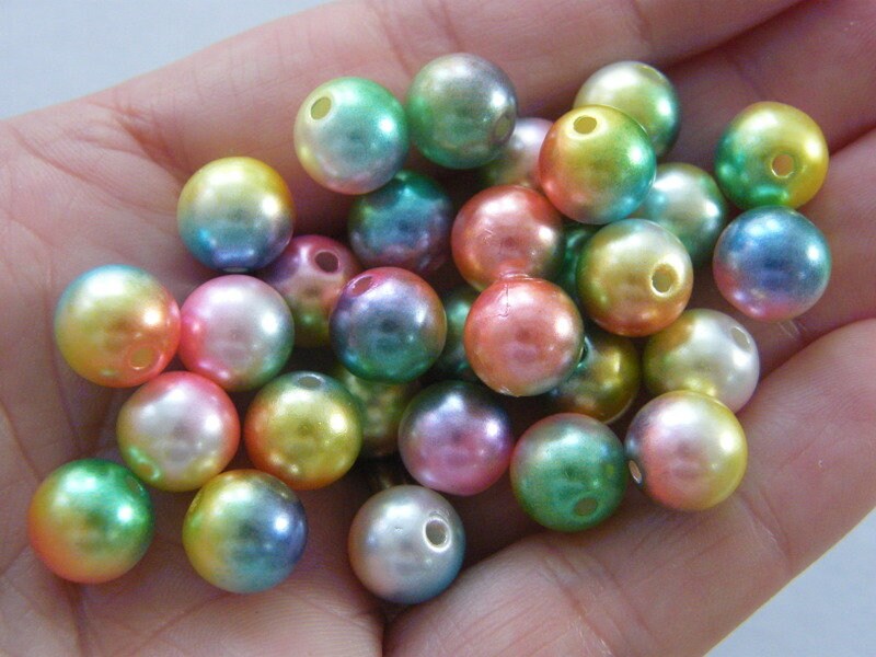 50 Mixed colours gradient mermaid 10mm acrylic beads BB524 - SALE 50% OFF