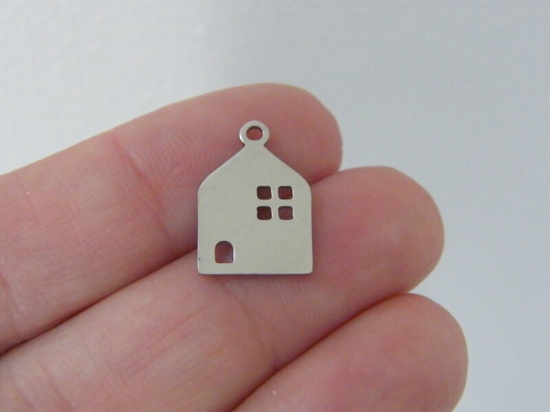 2 House charms silver tone stainless steel P282