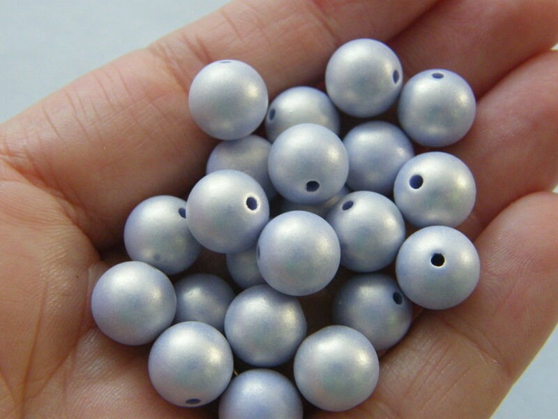 50 Purple beads 10mm pearlized acrylic BB533  - SALE 50% OFF